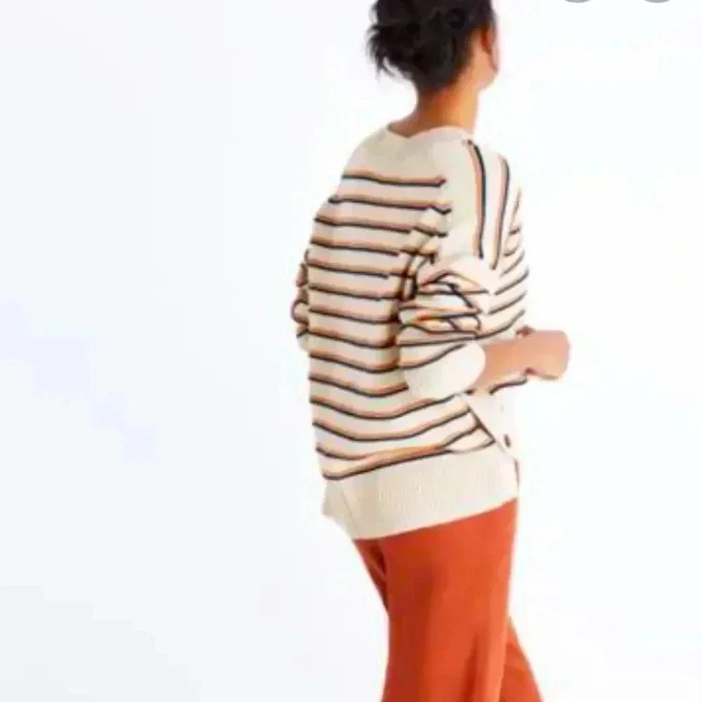 Madewell Brownstone Side-Button Sweater in Stripe